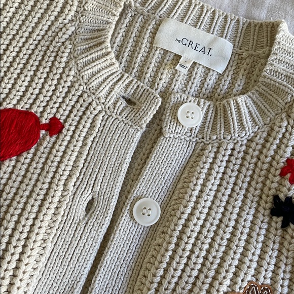 The Great. Collegiate Cardigan Sweater in Natural. Size 1. - Picture 4 of 9